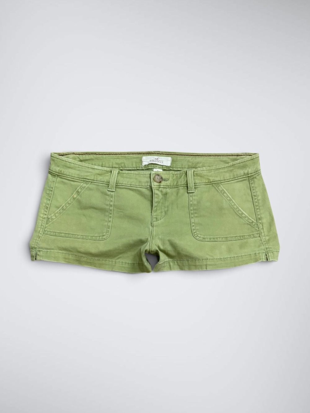 Early 2000s Hollister Pistachio Green Low Rise Micro Mini Shorts